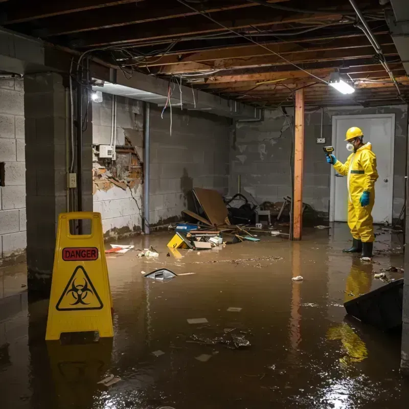 Flooded Basement Electrical Hazard in Germantown, IL Property